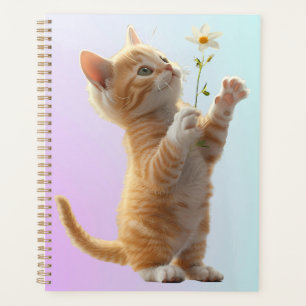 Kitten with flower planner