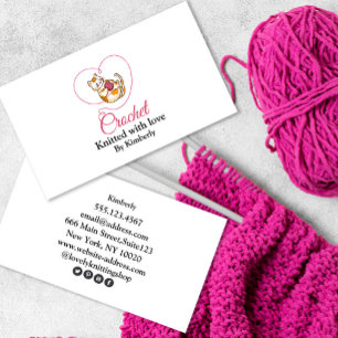 Kitten with heart crochet Business Card