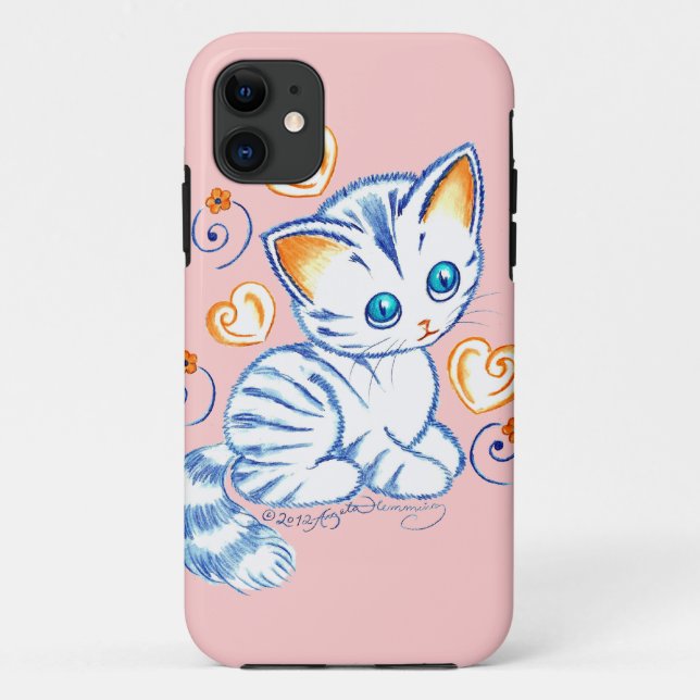 Kitten with Hearts & Swirls Case-Mate iPhone Case (Back)