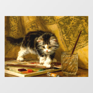 Kitten with Paint and Brushes