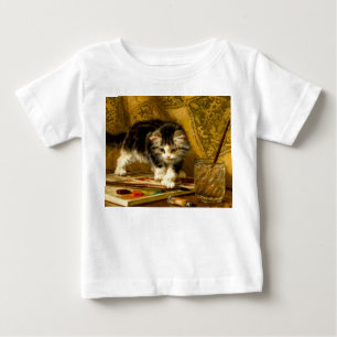 Kitten with Paint and Brushes Baby T-Shirt
