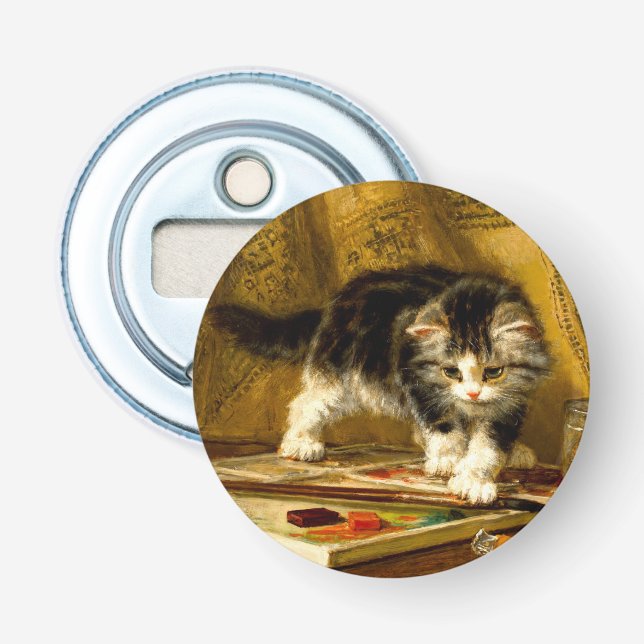 Kitten with Paint and Brushes Bottle Opener (Front)