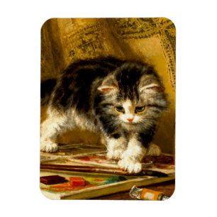 Kitten with Paint and Brushes Magnet