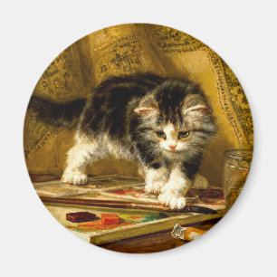 Kitten with Paint and Brushes Magnet