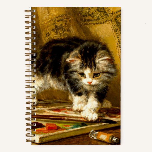 Kitten with Paint and Brushes Notebook (Front)