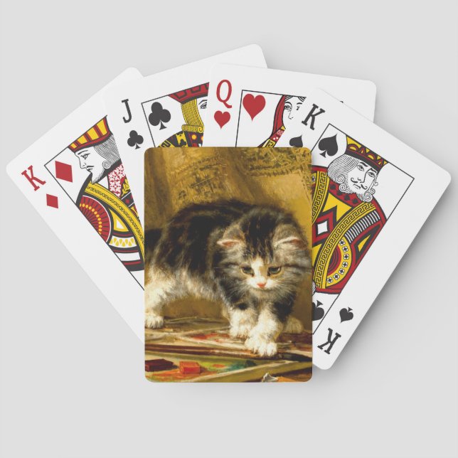 Kitten with Paint and Brushes Playing Cards (Back)