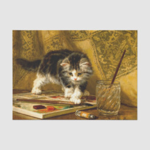 Kitten with Paint and Brushes Tissue Paper