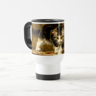 Kitten with Paint and Brushes Travel Mug