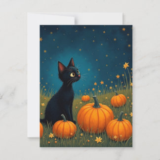 Kitten with Pumpkins Postcard