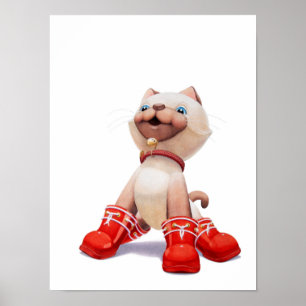 Kitten with Red Boots Nursery Print