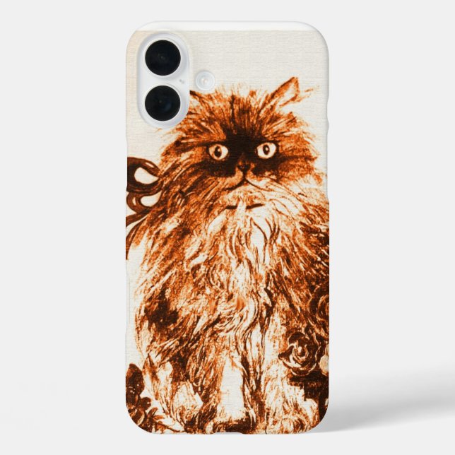 KITTEN WITH ROSES ,Brown and White Case-Mate iPhone Case (Back)