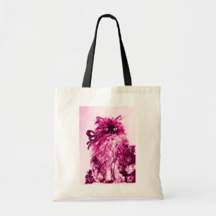 KITTEN WITH ROSES ,Pink Fuchsia White Tote Bag