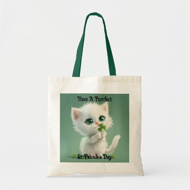 Kitten With Shamrock Tote Bag (Front)