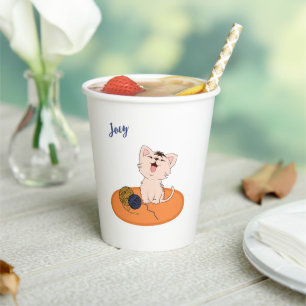 Kitten with Wool Ball Paper Cups