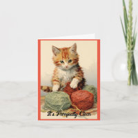Kitten With Yarn Birthday Greeting Card