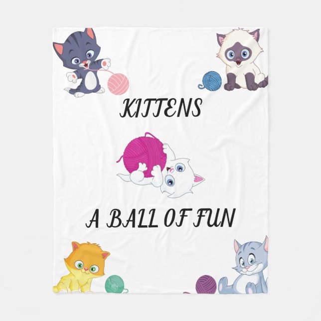 KITTENS " A BALL OF FUN" BLANKET. FLEECE BLANKET (Front)