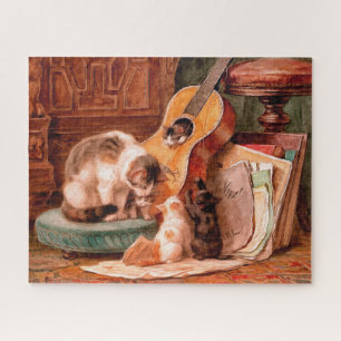 Kittens and Guitar - The Musicians Vintage Jigsaw Puzzle