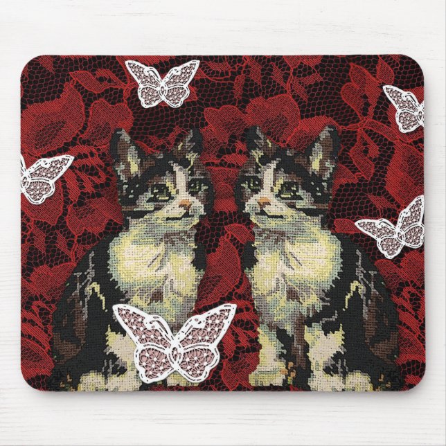 Kittens and Lace Oh My! Mouse Pad (Front)