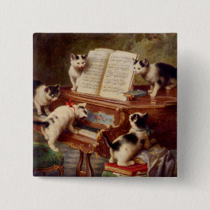 Kittens and Piano 15 Cm Square Badge