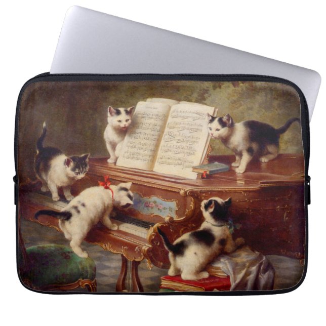 Kittens and Piano Laptop Sleeve (Front)