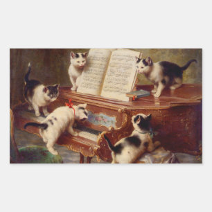 Kittens and Piano Rectangular Sticker