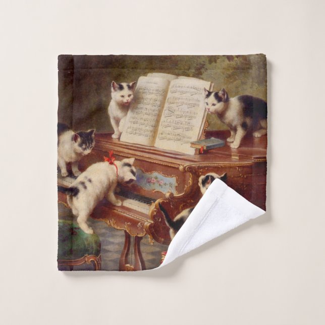 Kittens and Piano Wash Cloth (Wash Cloth)