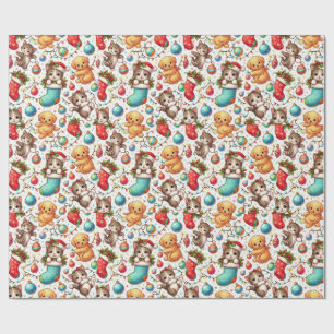 Kittens and Puppies for Christmas Wrapping Paper