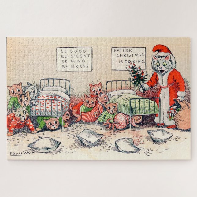 Kittens and Santa Cat, Louis Wain Jigsaw Puzzle (Horizontal)
