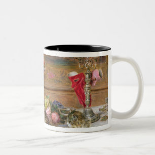 Kittens at a banquet, 19th century Two-Tone coffee mug