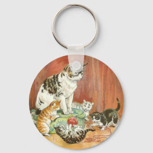 Kittens at play key ring