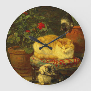 Kittens at Play Large Clock
