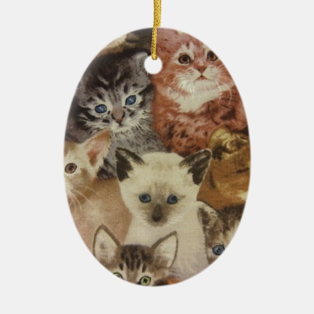 Kittens Ceramic Tree Decoration (Front)