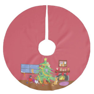 Kittens' First Christmas Brushed Polyester Tree Skirt