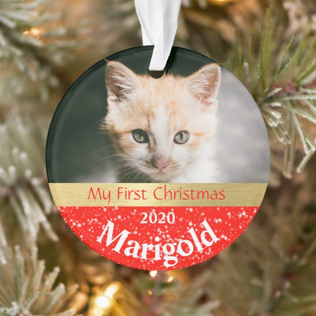 Kitten's First Christmas Photo Ornament (Tree)