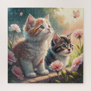 Kittens in an Autumn Garden – Cosy & Adorable Cat  Jigsaw Puzzle