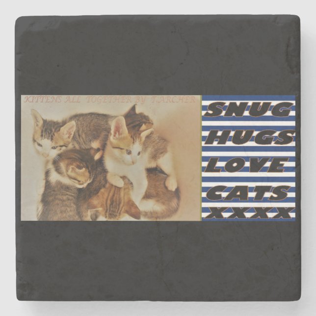 Kittens in repose picture original           stone coaster (Front)