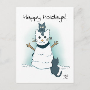 Kittens making Snow Cat Happy Holidays Christmas C Postcard