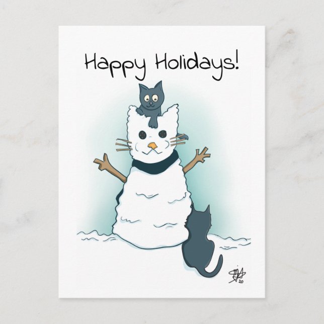 Kittens making Snow Cat Happy Holidays Christmas C Postcard (Front)