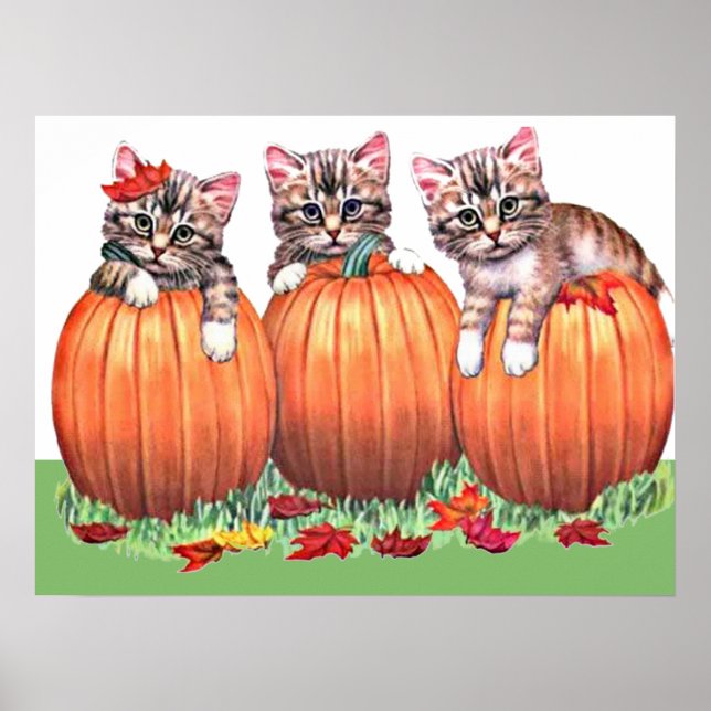 Kittens on Pumpkins Print (Front)