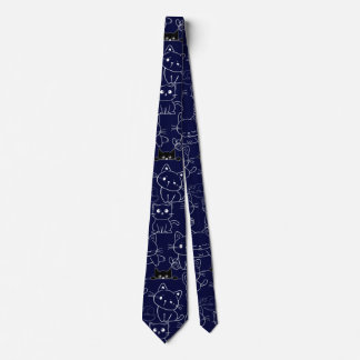 Kittens Pattern.b. KITP01 🐱.DBlue BG Tie
