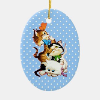 kittens playing ceramic tree decoration