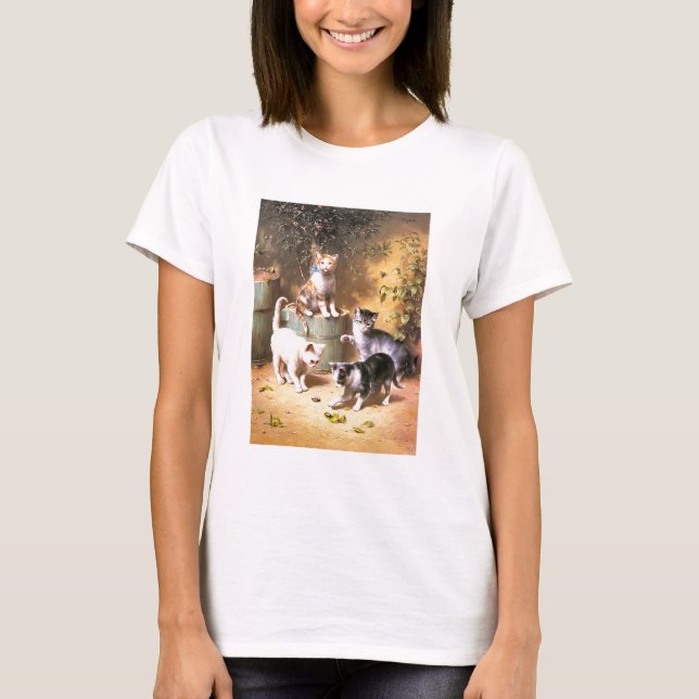 "Kittens Playing with Beetles" T-Shirt (Front)