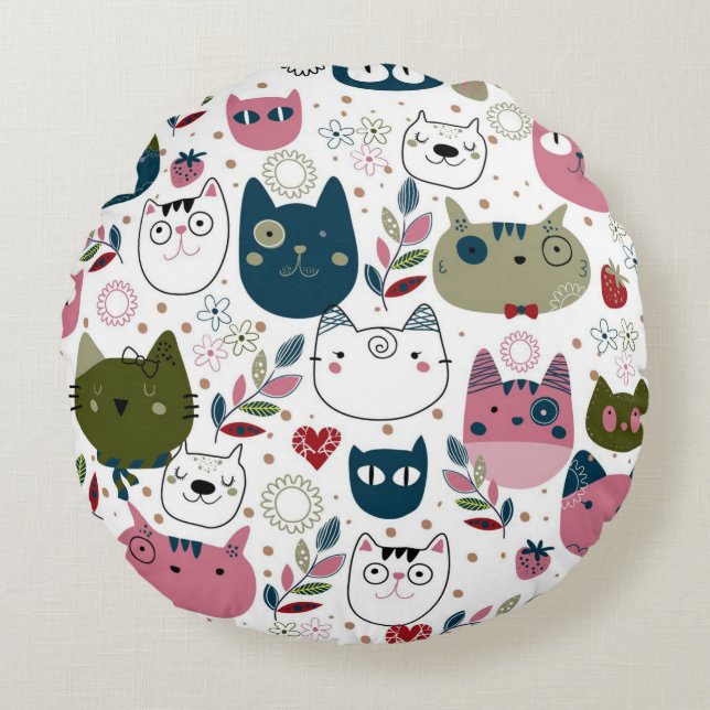 Kittens Round Cushion (Front)