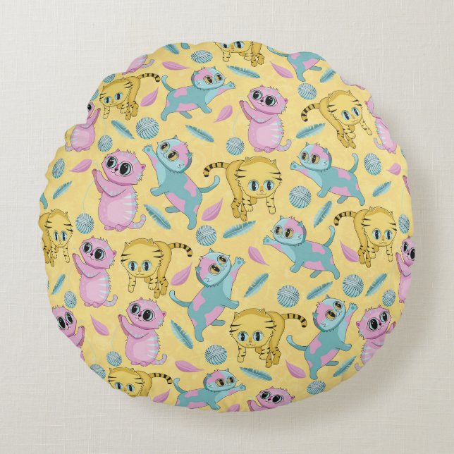Kittens Round Cushion (Front)