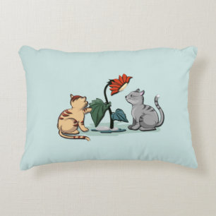 Kittens Summer Delight Seafoam Green Decorative Cushion