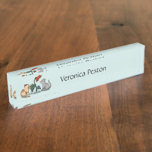Kittens Summer Delight Seafoam Green Nameplate