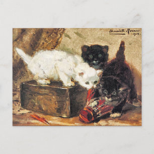 Kittens -Tea for Two - Cat Painting Postcard