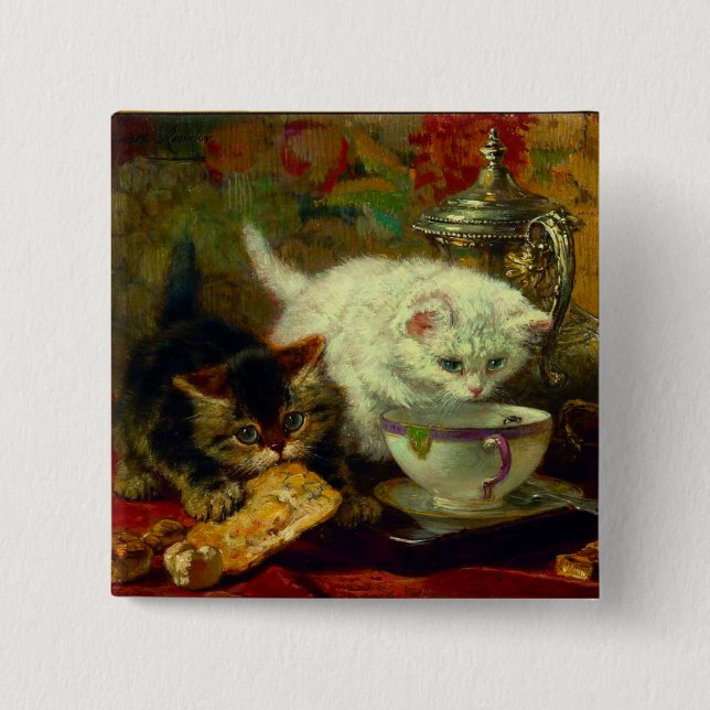 Kittens Tea Party 15 Cm Square Badge (Front)