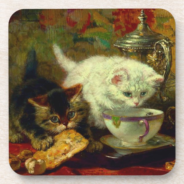 Kittens Tea Party Coaster (Front)