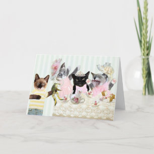 Kittens Tea Party Greeting Card